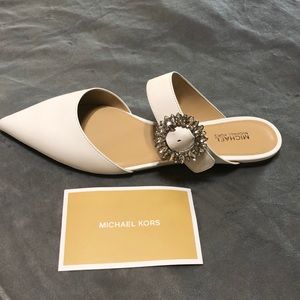 NWT Michael Kors Leather White Slides